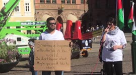Palestinian citizens gather at Stortorget in Malmö, Sweden, to call attention towards their country’s situation.