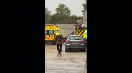 Man traps leg in a digger leading to a Major Emergency services response on building site