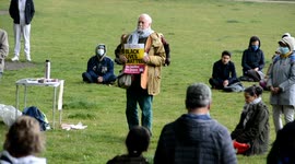 People gather in Brighton to mark the one-year anniversary of death of George Floyd with a candlelight vigil. The vigil consisted of speeches and an eight minute and 46 second silence