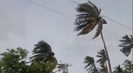 Gusting winds in the Rameshwaram  as the velocity of the wind increases due to Cyclone Yaas in South India.