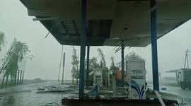 Cyclone Yaas triggered rainstorm wreaks havoc on petrol pump premises in eastern India