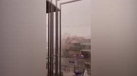 SOUND ON: Terrified shoppers run to safety as storm causes creepy whistling winds in Philippines