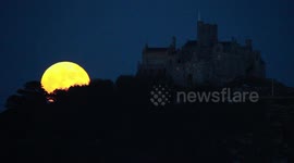 Amazing timelapse of Full Flower Supermoon over historic St Michael's Mount castle