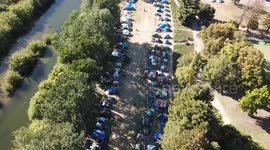 Drone footage shows homeless crisis in Santa Cruz, California