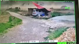 Powerful winds flatten shed sheltering cars in northern China