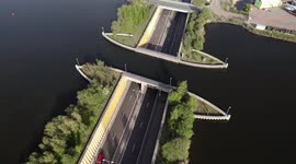 Feat of engineering! Drone footage shows awesome aqueduct in the Netherlands