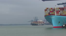 Container ship MSC Madrid leaves Felixstowe and heads toward Bremerhaven, 27 May 2021: