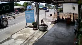 Car spins out of control before crashing into electricity post
