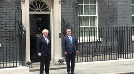 Boris Johnson heckled as he welcomes Hungarian Prime Minister Viktor Orban to Downing Street