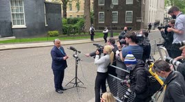 Hungarian PM Viktor Orban speaks to press before leaving Downing Street