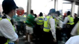 Police and protestors clash as anti lockdown protestors storm Westfield Shopping Centre in Shepherds Bush, London
