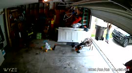Shorter Version: Toddler learns how to stop the garage door from closing and then takes an epic ride