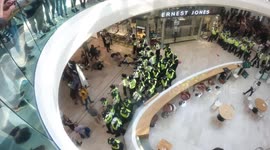 Police create a cordon at Westfield shopping centre and gets booed by protestors