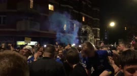 Chelsea FC fans in London celebrating win over Man City in Champions League 29 May 2021