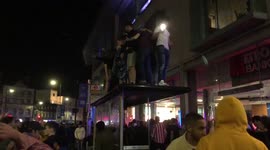 Chelsea FC fans in London celebrating win over Man City in Champions League 29 May 2021