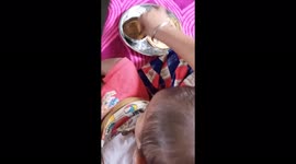 Funny baby cute  moment he trying to steal  my food