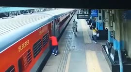 Railway security personnel saves man from coming under train in western India