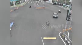 Speeding car hits traffic policeman at intersection in central India