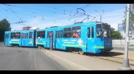 Transport of St Petersburg coloured with Euro 2020 pictures, St Petersburg, Russia
