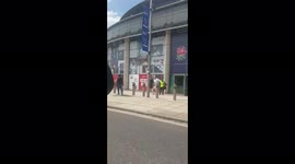 'Anti-Vax' protest staged outside Rugby Stadium used as mass vaccine center In London