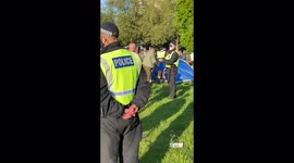 Police are trying to move on anti lockdown/ freedom protesters at an overnight camp / protest at shepherd’s bush london