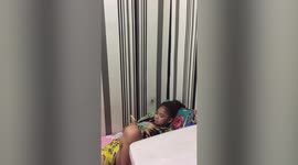 Girl shocked after seeing HUGE spider next to her head