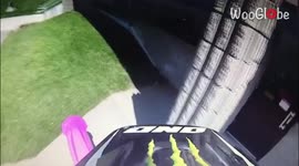 'College Senior Rides a Dirt Bike Through Hallways '