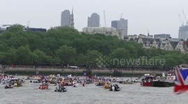 ARCHIVE: The Thames Pageant 2012: Hundreds of boats went out on the river Thames to celebrate Queen's Diamond Jubilee in London, UK