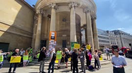 Anti-vaccine protesters stage demonstration outside BBC headquarters in London