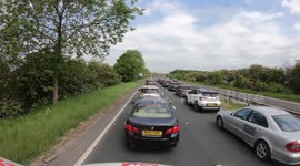 Time lapse dash cam footage of 8 mile tailbacks in Yorkshire