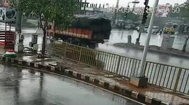 Multiple vehicle collide on road in southern India