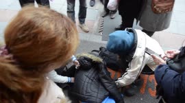 People cover shivering street dog with their own clothes in Istanbul