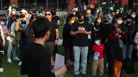 Singing & Chanting at the end of the Tiananmen Square massacre anniversary silent vigil, in Manchester, England