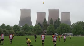 UK soccer match interrupted by power station demolition