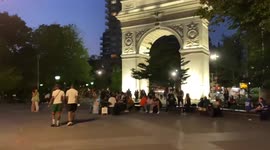 US: People Gather At NYC Washington Square Park Despite Park’s Night-Time Curfew