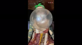 US woman is able to blow bubbles from gum inside one another