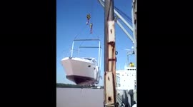 Luxury yacht worth millions falls from crane and is completely DESTROYED