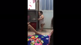 Baby sniffs diapers and cries, so funny