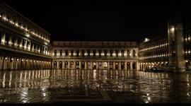 Piazza San Marco, often known in English as St Mark's Square, Venice, Italy, Covid19, at night, empty,