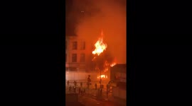 Firefighters battle blaze in Little Tokyo area of Los Angeles
