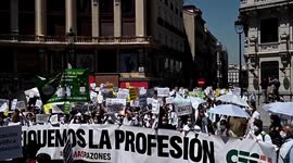 Doctors and medicine students protest new election MIR system in Madrid, Spain.