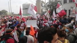 Fujimori supporters take the streets of Lima, as rival's narrow lead widens in 2021 Peru's presidential elections.