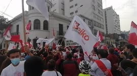 Fujimori supporters take the streets of Lima as rival's narrow lead widens in 2021 Peru's presidential elections.