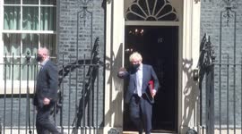 UK PM Boris Johnson leaves 10 Downing Street ahead of PMQs