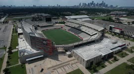 An aerial view of TDECU Stadium on the campus of the University of Houston