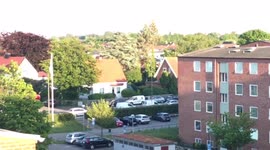 Hot air balloon flying over the skies of Malmö, Sweden