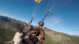 Dog appears unbothered as he paraglides over Canadian mountains with owner