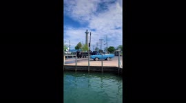 Elderly couple go for a ride in their amphibious vehicle off Ohio's coast