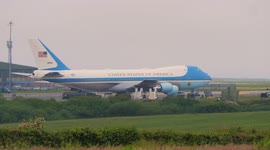 G7 Airforce One and Tactical backup aircraft of President Joe Biden arrives at Newquay Cornwall Airport for G7 Leaders conference
