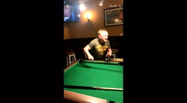 'Instant Regret: Dad's Funny Reaction on Accidentally Breaking Pool Cue'